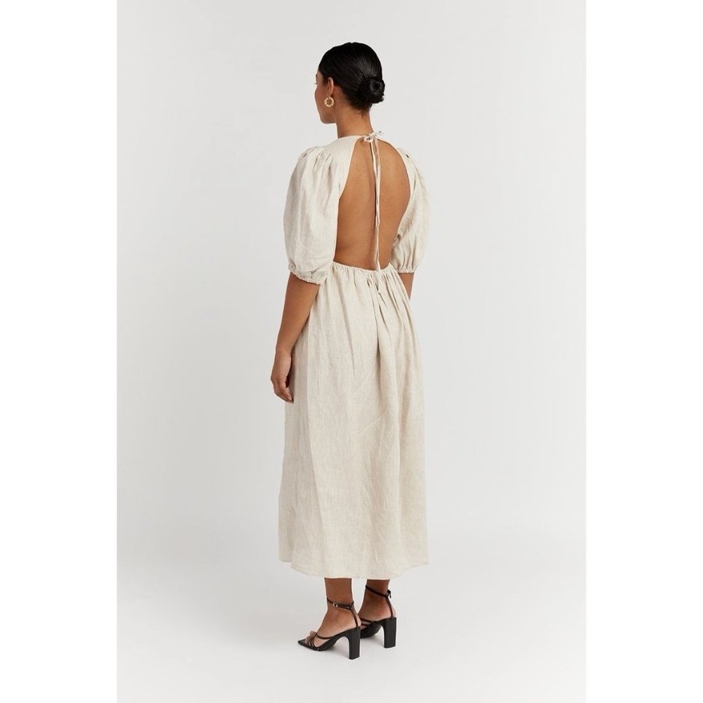 Dissh NWT Claudia Natural Linen Midi Dress Sze 4